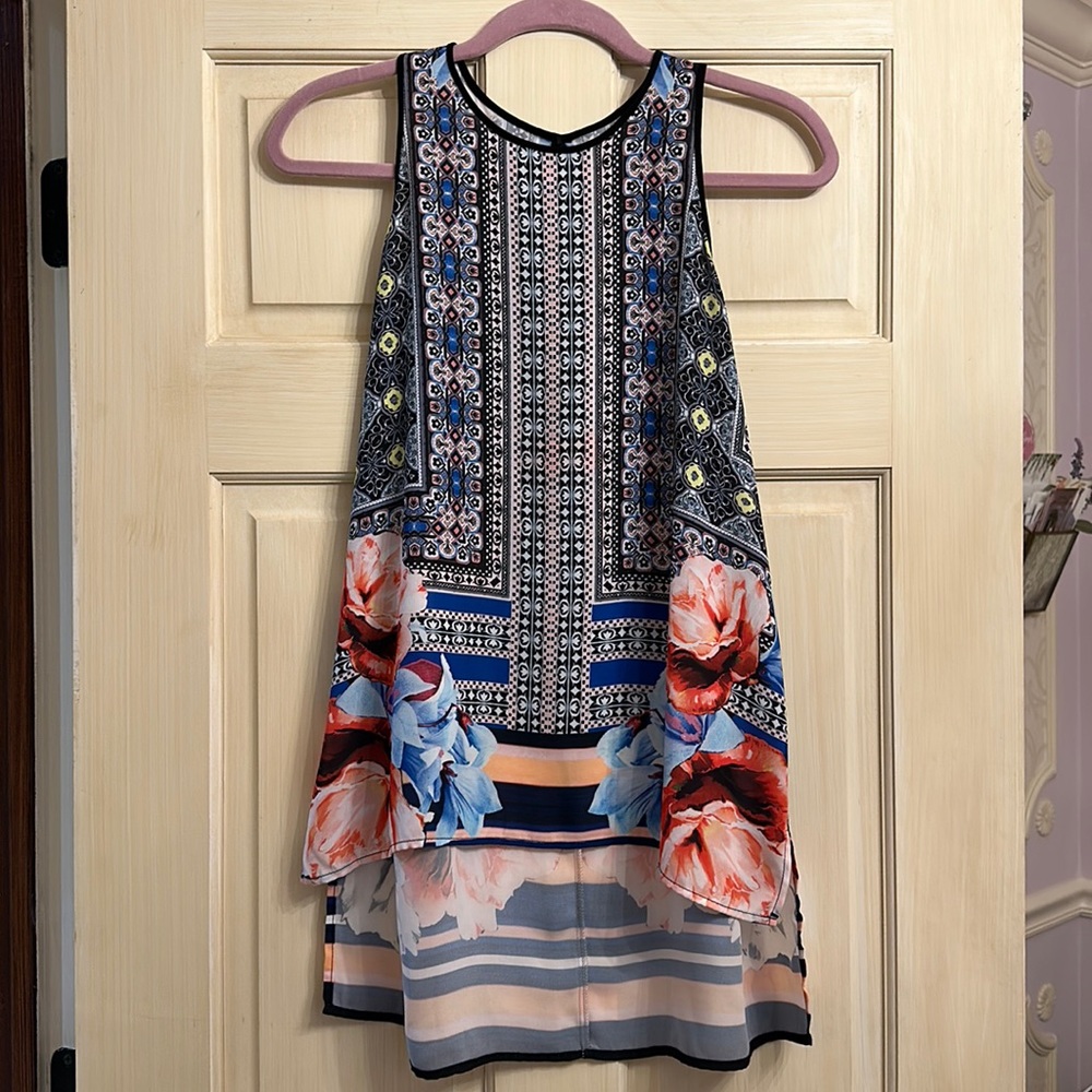 Clover Canyon Chiffon Hi-Lo Tank Byzantine print